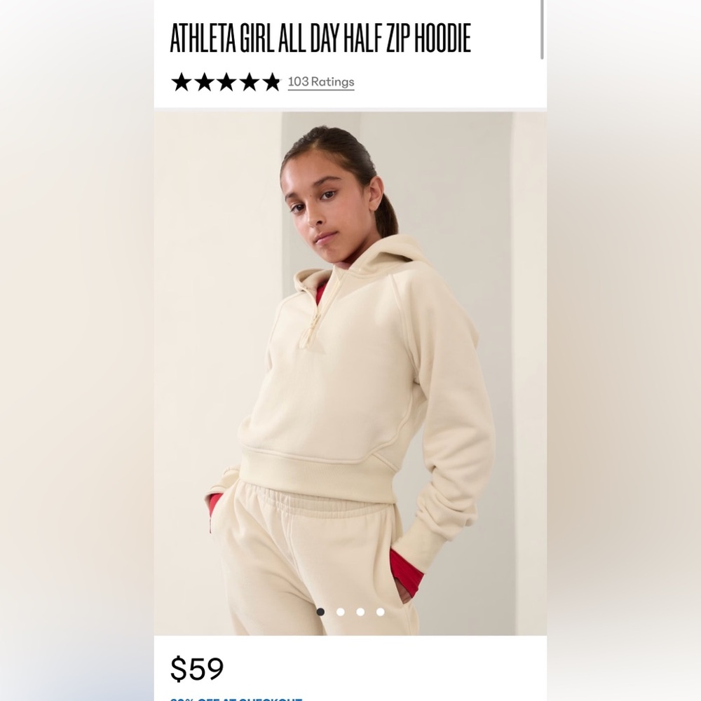 ATHLETA GIRL ALL DAY HALF ZIP HOODIE
